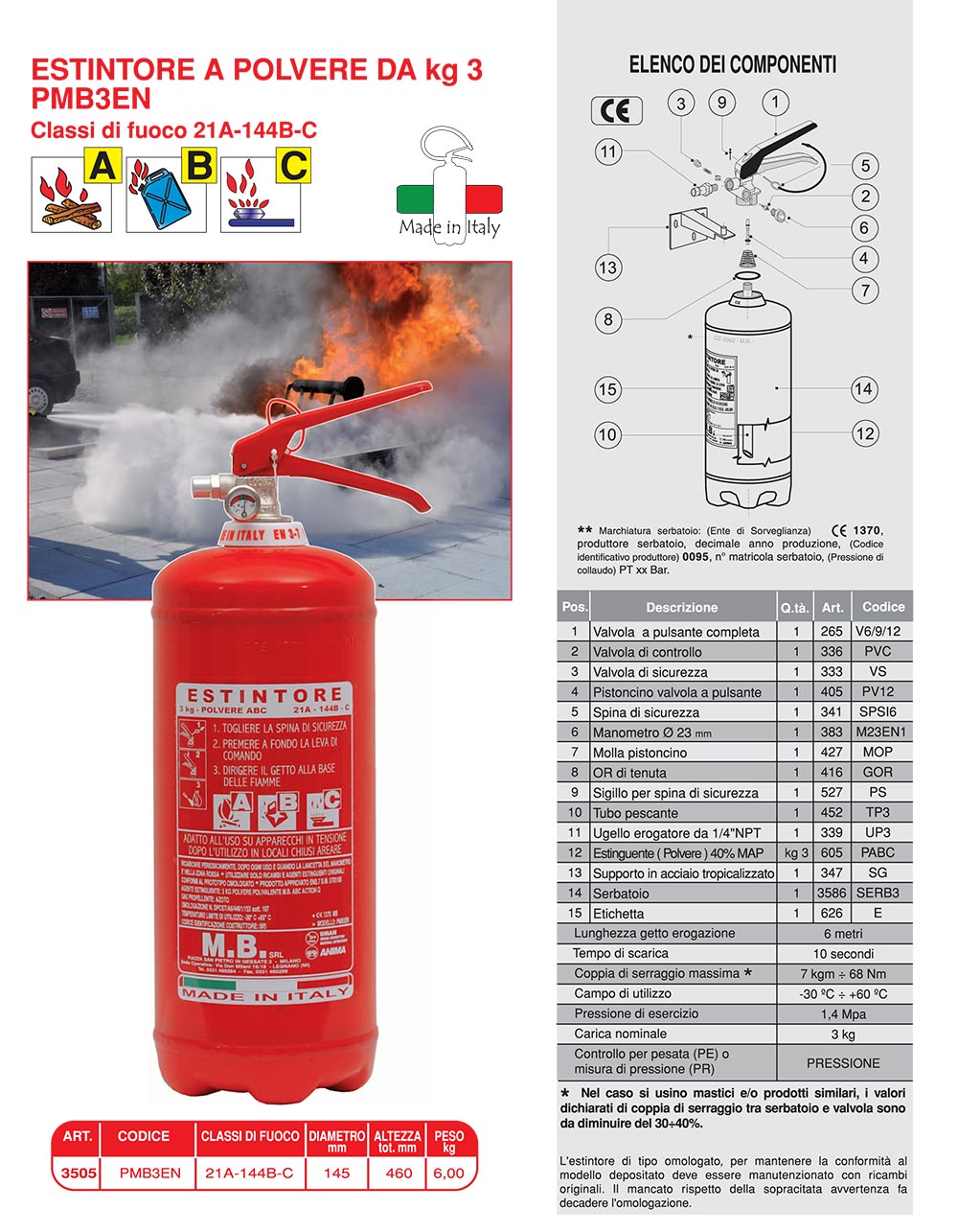 ESTINTORE A POLVERE 6KG RINA e MED per Marina – Securfire